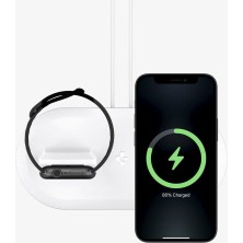 Spigen MagFit iPhone & Apple Watch için Stand Dock Şarj Ünitesi Duo 2in1 White - AMP02797