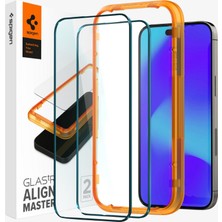 Spigen iPhone 14 Pro Max Cam Ekran Koruyucu Kolay Kurulum Glas.tR AlignMaster Full Cover (2 Adet) Black - AGL05204