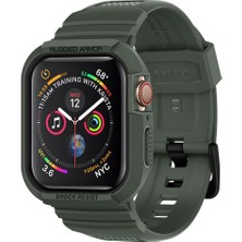 Spigen Apple Watch 45mm (Seri 9/8/7) Kılıf & Kordon Kayış Rugged Armor Pro Military Green - 062CS26016