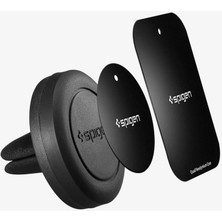 Spigen Air Vent Manyetik Araç içi Telefon Tutucu + 2 Adet Manyetik Plaka (Tüm Cihazlarla Uyumlu Araç Tutacağı) Kuel A200 Black - SGP11583