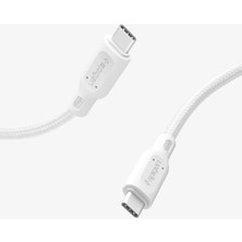 Spigen USB-C to USB-C 1.5 Metre Örgü Kablo 60W Güç / PPS 2.0 Super Hızlı Şarj / Data Type-C Ekstra Dayanıklı DuraSync C11C1 White - 000CA25703