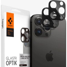 Spigen iPhone 16 Pro Max / 16 Pro / 15 Pro Max / 15 Pro / 14 Pro Max / 14 Pro Kamera Lens Camı Koruyucu Glas.tR Optik (2 Adet) Black - AGL05273