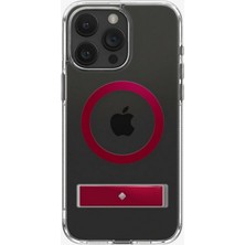 Spigen Caseology iPhone 15 Pro Kılıf Capella Mag MagSafe özellikli Kickstand Clear Red - ACS07090