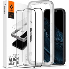 Spigen iPhone 14 / iPhone 13 Pro / iPhone 13 Uyumlu Kolay Kurulum Ekran Koruyucu Glas.tR Align Master Full Cover Black (2 Adet) - AGL03387