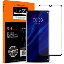 Spigen Huawei P30 Pro Kavisli Cam Ekran Koruyucu Tam Kaplayan Glas.tR Slim Full Cover Black - L37GL25745