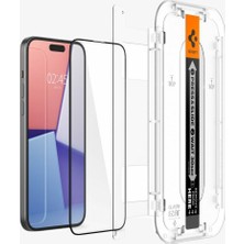 Spigen iPhone 15 Ekran Koruyucu Kolay Kurulum Glas.tR EZ Fit Full Cover Black (2 Adet) - AGL06904