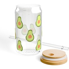Lilya Sticker Desenli Pipetli Kavanoz Bardak