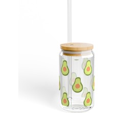 Lilya Sticker Desenli Pipetli Kavanoz Bardak