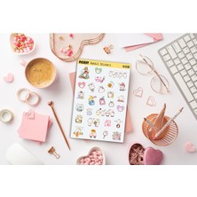 Ficksy Kawaii Stili Sevimli Tavşan Sticker Seti - 27 Adet Etiket Çıkartma