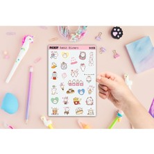 Ficksy Kawaii Stili Sevimli Tavşan Sticker Seti - 26 Adet Etiket Çıkartma