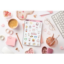 Ficksy Kawaii Stili Sevimli Tavşan Sticker Seti - 26 Adet Etiket Çıkartma