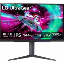 LG Ultragear 27GR93U-B 27" 1Ms 144Hz FreeSync/G-SYNC DisplayHDR™ 400 UHD (3840x2160) Pivot 4K IPS Gaming Monitör