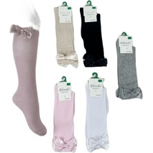 Ekinoks Kız Çocuk Vanil Aksesuarlı Diz Altı Çorap 6 Renk