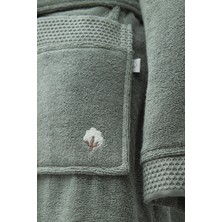 Ecocotton Pure Cotton Kadın Bornoz  Pamuk Nakışlı Yeşil