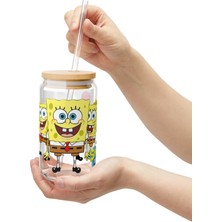 Lilya Sticker Desenli Pipetli Kavanoz Bardak