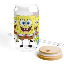 Lilya Sticker Desenli Pipetli Kavanoz Bardak
