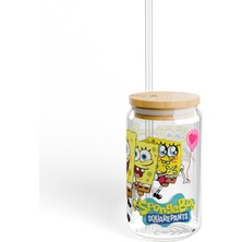 Lilya Sticker Desenli Pipetli Kavanoz Bardak