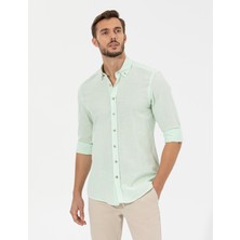 Pierre Cardin Erkek Yeşil Slim Fit Uzun Kollu Gömlek 50268183-VR054