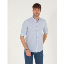 Pierre Cardin Erkek Açık Mavi Keten Karışımlı Regular Fit Uzun Kollu Gömlek 50265119-VR003