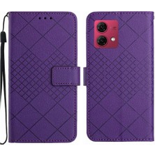 Mays Shop Motorola Moto G84 Için Flip Case El Kayışı Cüzdan ile 5g Elmas Kabartmalı (Yurt Dışından)