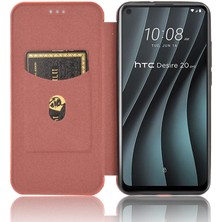 Mays Shop Htc Desire 21 Pro Için Kılıf Tam Koruma Kartı Ekleme Manyetik Fiber (Yurt Dışından)