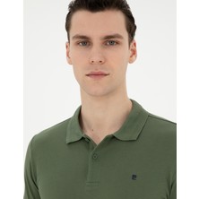 Pierre Cardin Erkek Haki Slim Fit Basic Tişört 50291625-VR027