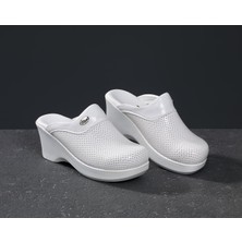 Dr. Mitra Dolgu Topuklu Kadın Sabo Terlik 701 Beyaz