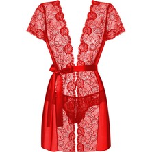 Lacy Lacyladyzarifveşık  Kırmızı Dantelli  Gecelik TM8102