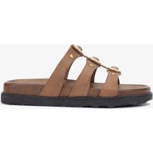 Valmenti Luna Kadın Kahverengi Deri Terlik 985 24-6407 Bn Trlk Y24