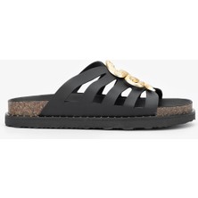 Valmenti Anna Kadın Siyah Deri Terlik 985 24-6503 Bn Trlk Y24