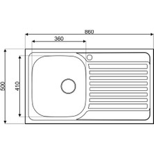 Asil Inset Series As 89 50×86 Paslanmaz Çelik Eviye, Evye, Mutfak Lavabosu (Sifon Dahil)