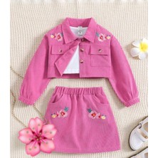 Rainbow Kids Kız Çocuk Çiçek Nakışlı 3 Lü Takım