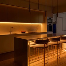 Amber LED 12V Yüksek Parlaklık 4040 Şerit LED Tak Çalıştır Hazır Set, 5 Metre Amber, Dali Dimmer Aç-Kapa Anahtar ve Adaptör Dahil, Gizli Aydınlatma, Mutfak, Tezgah, Dolap İçi ve Ayna İçin