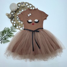 Diji Baby 5-6-7 Yaş Payetli Süslü Yüz Baskılı Kız Çocuk Elbisesi