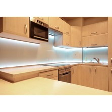 Amber LED 12V Yüksek Parlaklık 4040 Şerit LED Tak Çalıştır Hazır Set, 3 Metre Beyaz, Dali Dimmer Aç-Kapa Anahtar ve Adaptör Dahil, Gizli Aydınlatma, Mutfak, Tezgah, Dolap İçi ve Ayna İçin