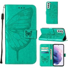 Mays Shop Samsung Galaxy S22 5g Kabartma Kelebek Premium Deri Flip Case (Yurt Dışından)