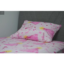 Nasır Home Tek Kişilik Çocuk Desenli (Prenses) Lastikli Çarşaf (100X200X25CM) ve Yastık Kılıfı Seti (1 Adet 50X70 Gizli Fermuar)