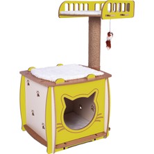 Patihomes Kedi Evi ve Kedi Tırmalama Yataklı Sarı