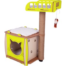 Patihomes Kedi Evi ve Kedi Tırmalama Yataklı Sarı