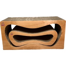 Lazy Paws Karton Kedi Tırmalama Kanepesi 2'li Mega Set 51,5X24X17 cm & 68X24X33 Cm- Medium & X-Large Ahşap Desen