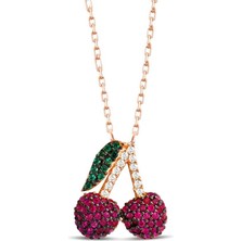 Pigado 925 Ayar Gümüş Zirkon Taşlı Kiraz Kolye