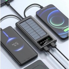 20.000 Mah Güneş Enerjili El Fenerli Dahili Kablolu Powerbank