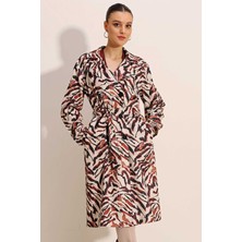 Bigdart 5853 Desenli Kruvaze Yaka Trençkot - C. Bej