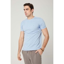 Coonless Sıfır Yaka Bisiklet Yaka Petek Dokulu Erkek Tshirt