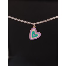 Gossip Team Antik Gümüş Kaplama Gökkuşağı Barbie Love Kalp Zincirli Kolye