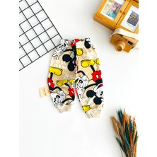 Derin Bebe Neşeli Bebekler Mickey Baskılı Tek Alt Bej