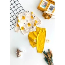 Derin Bebe Neşeli Bebekler Filli Desen Iki Iplik Kumaş Mevsmlik Takım Sarı