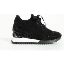 Seniorah Zenna Yüksek Taban Siyah süet Kadın Spor Ayakkabı