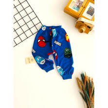 Derin Bebe Neşeli Bebekler Marvel Baskılı Tek Alt Mavi