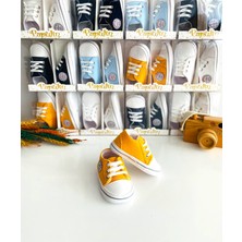 Derin Bebe Neşeli Bebekler Üstü Kumaş Bağcıklı Bebek Ayakkabı Sarı